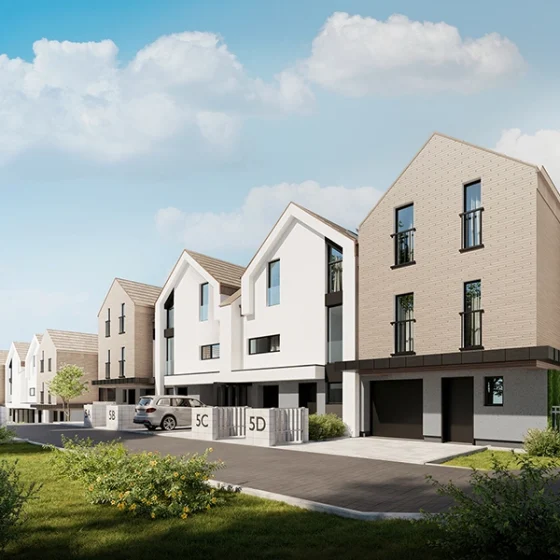 Nowoczesne osiedle rezydencji z cegły elewacyjnej – zabudowa bliźniacza, projekt architektoniczny Kraków